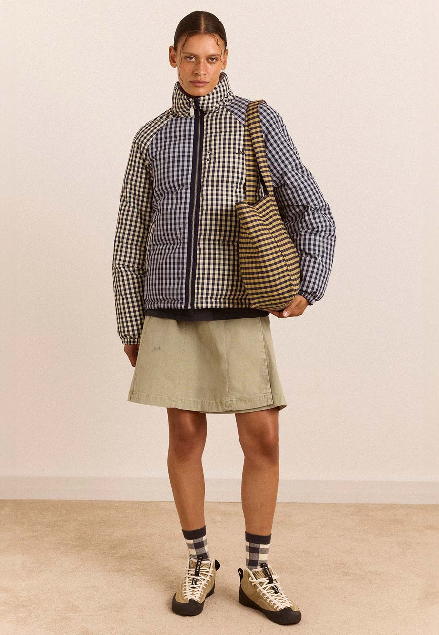 Damson Madder Reversible Opal Puffer Mixed Gingham