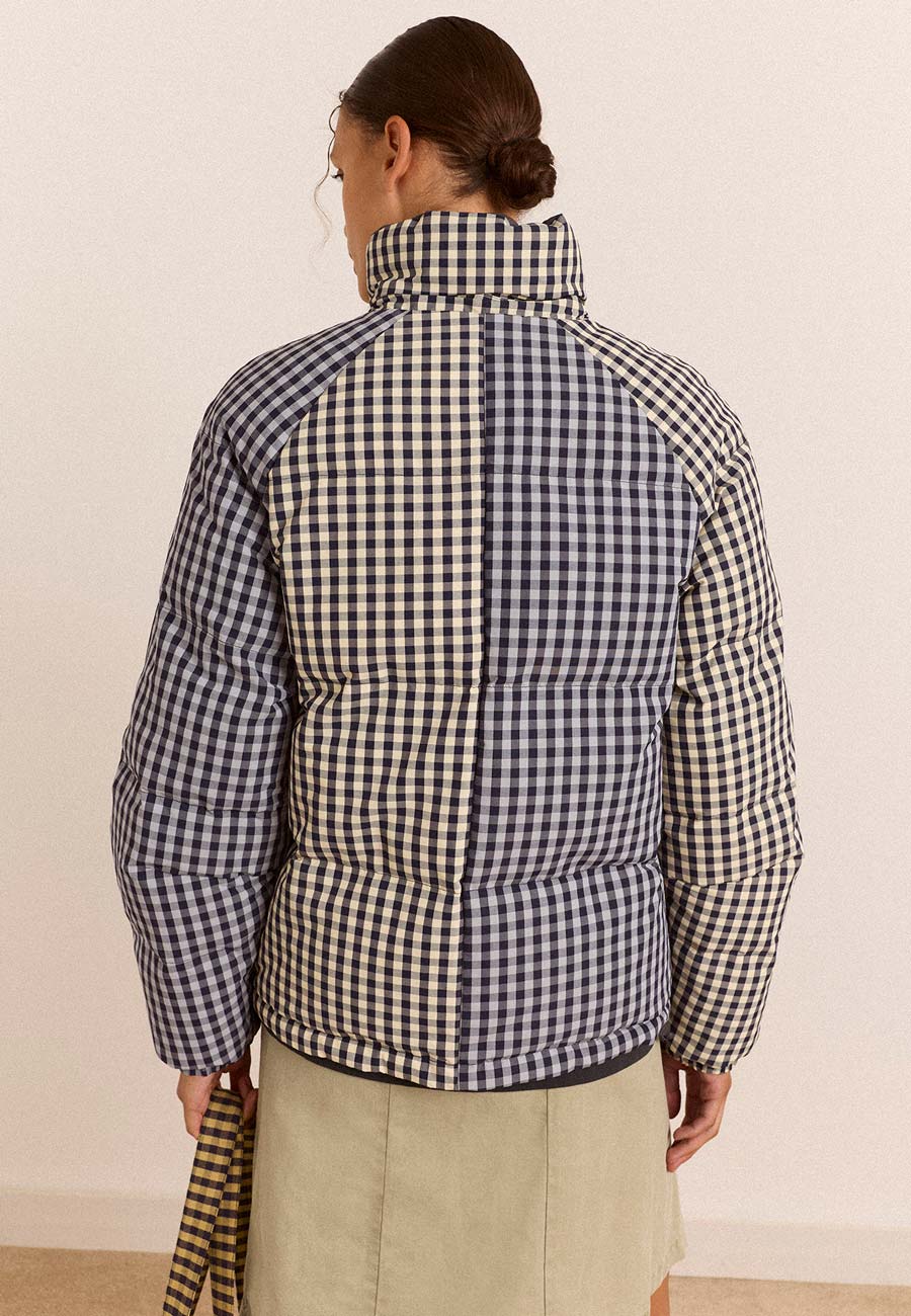 Damson Madder Reversible Opal Puffer Mixed Gingham