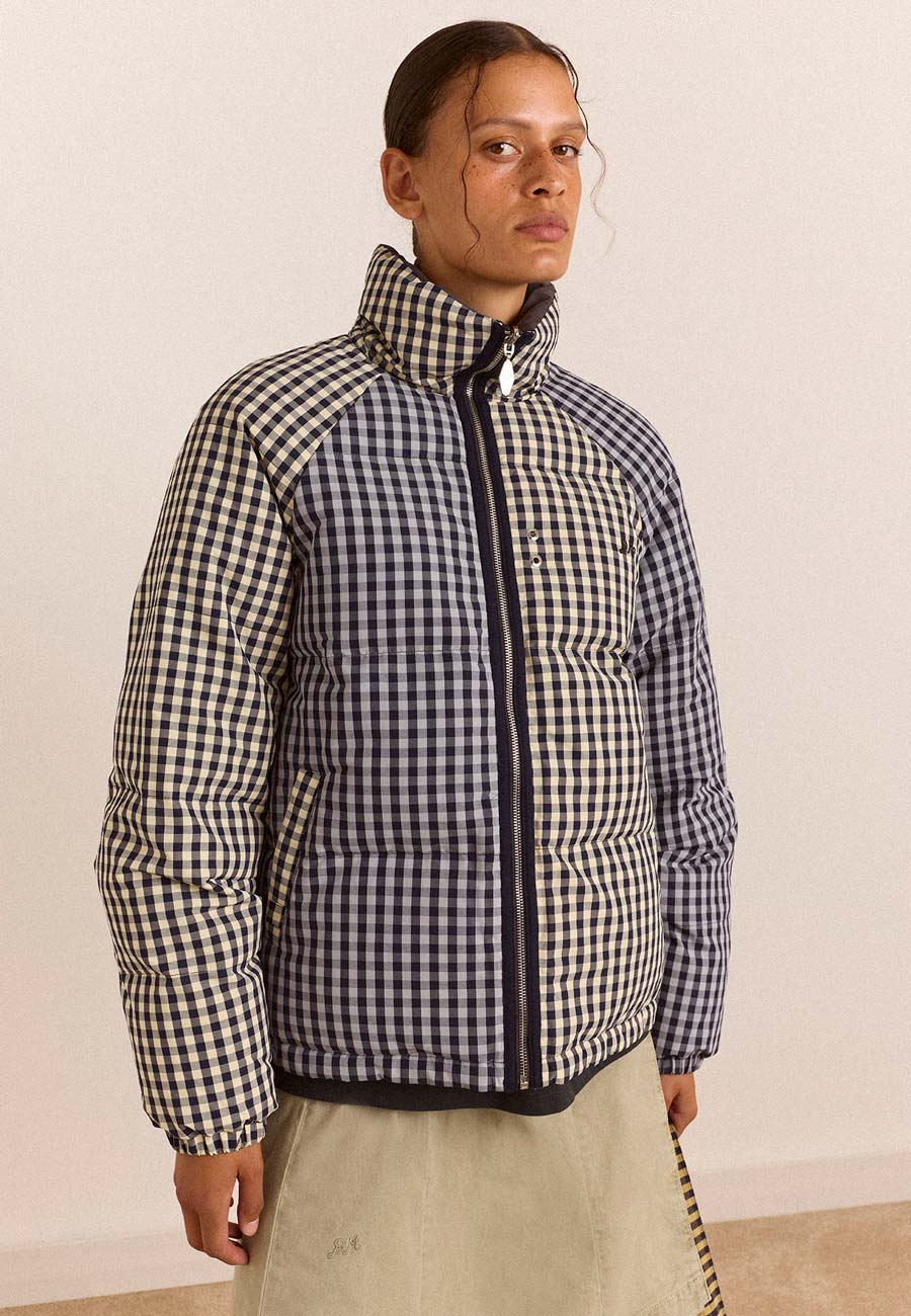 Damson Madder Reversible Opal Puffer Mixed Gingham