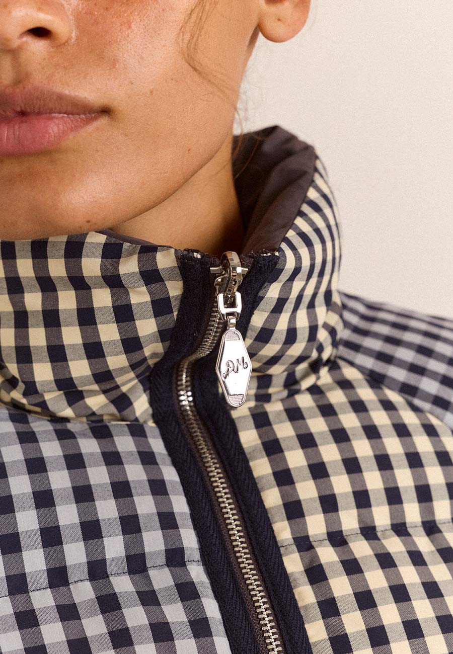 Damson Madder Reversible Opal Puffer Mixed Gingham