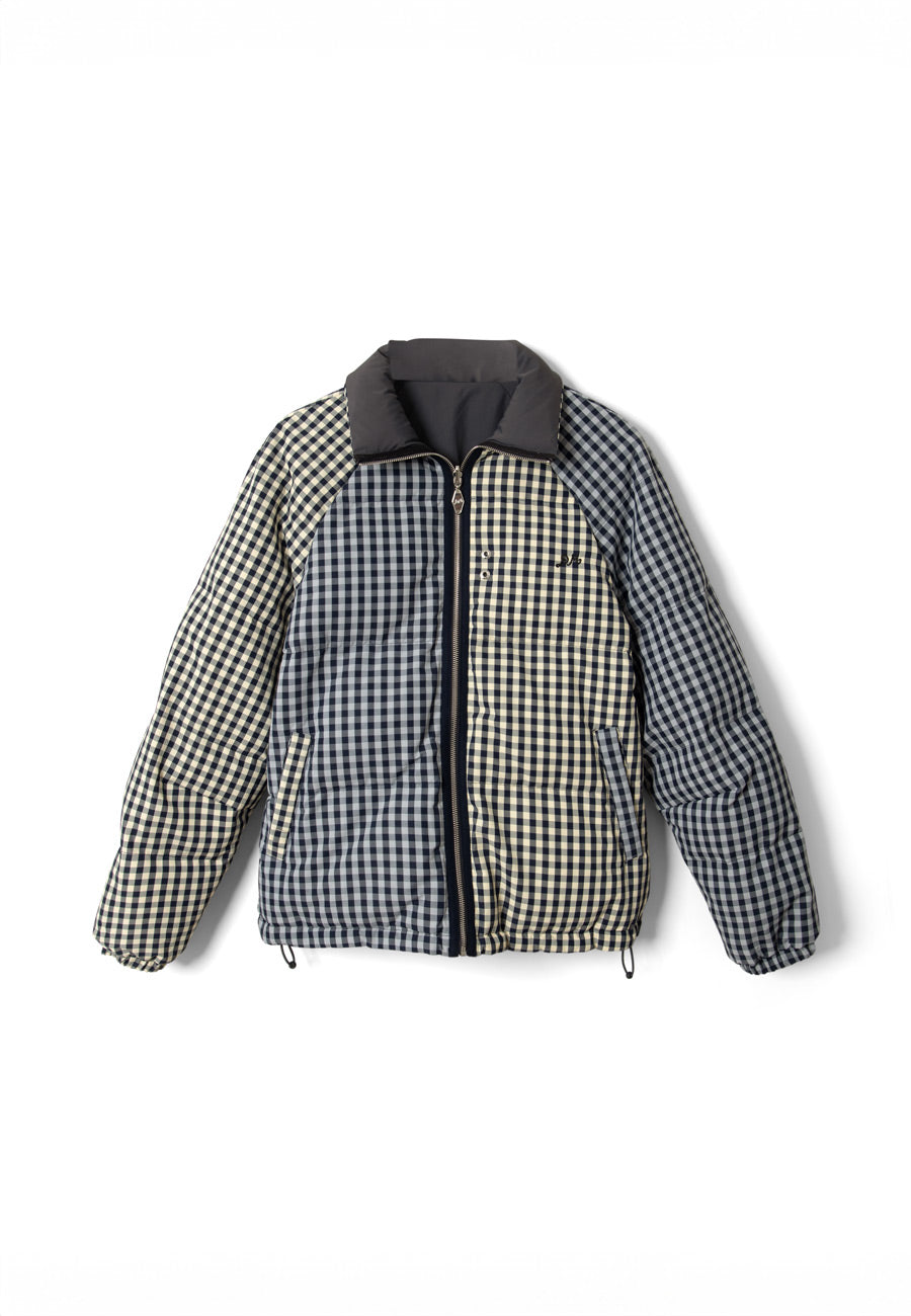 Damson Madder Reversible Opal Puffer Mixed Gingham