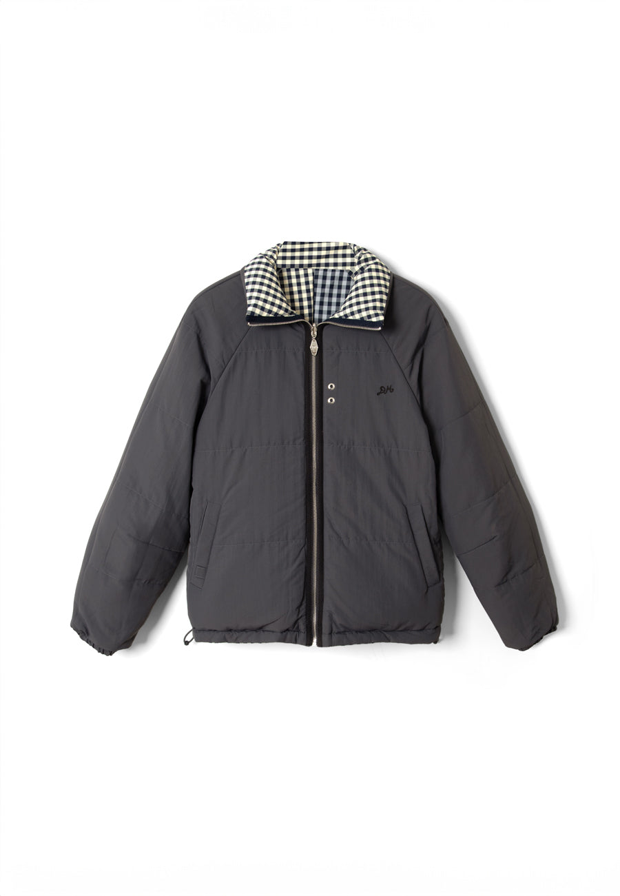 Damson Madder Reversible Opal Puffer Mixed Gingham