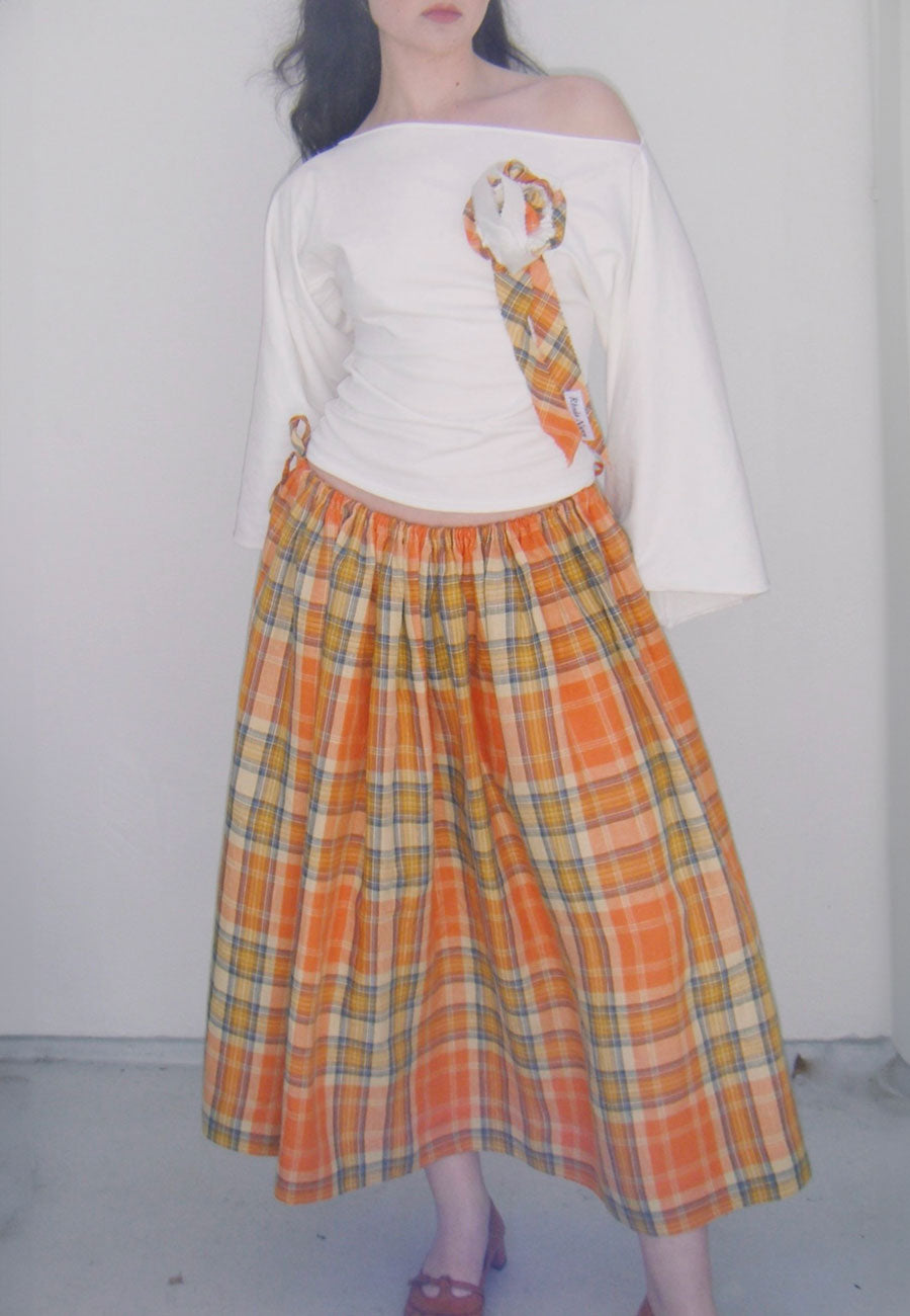 Rhoda Nunn Sunne Skirt Tangerine Check
