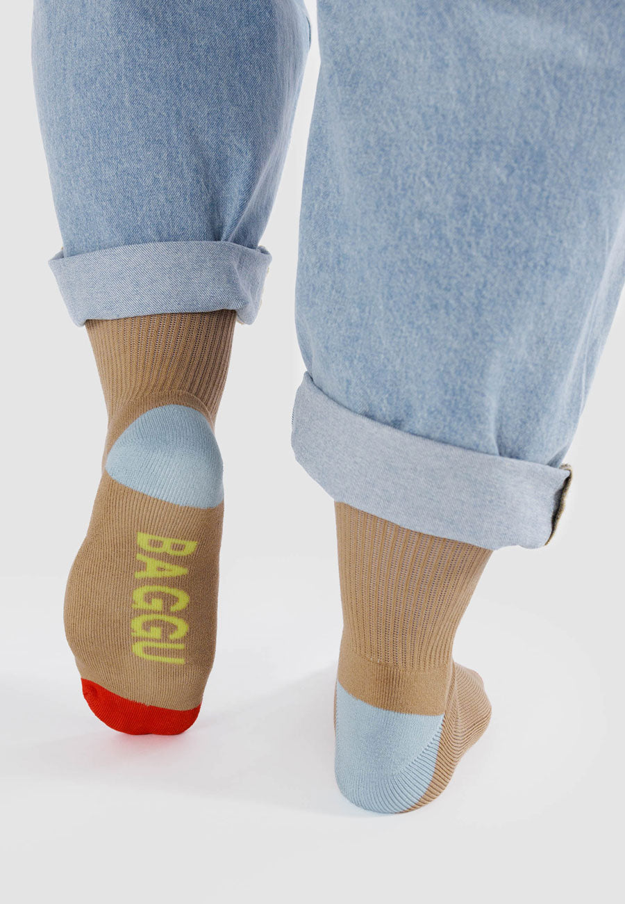 Baggu Ribbed Sock Beige Mix