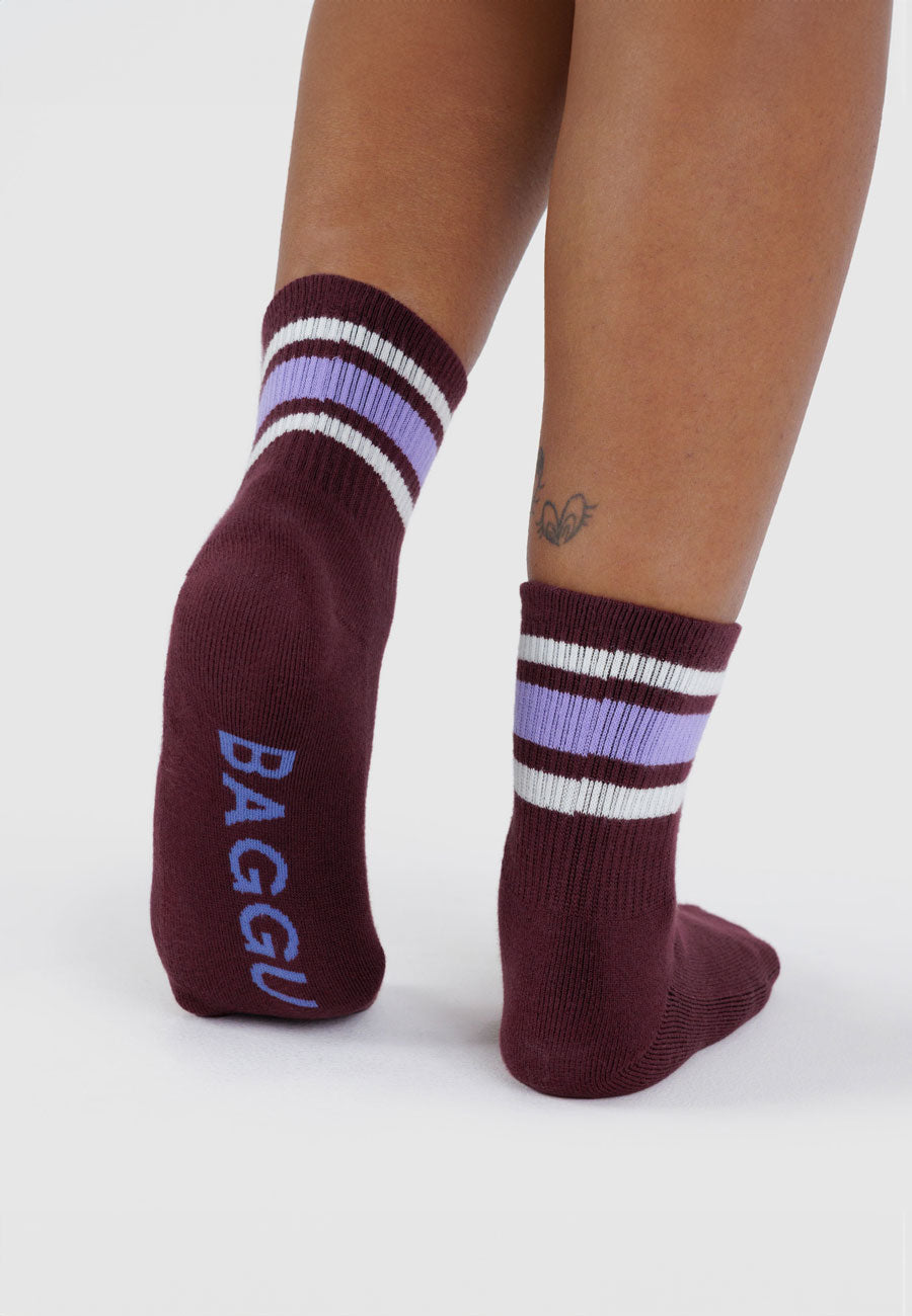 Baggu Ribbed Sock Mahogany Stripe