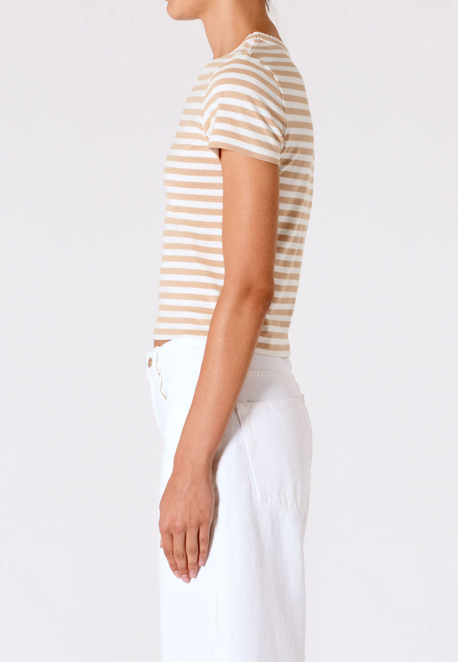 Rolla's Classic Tee Paros Stripe Taupe/White