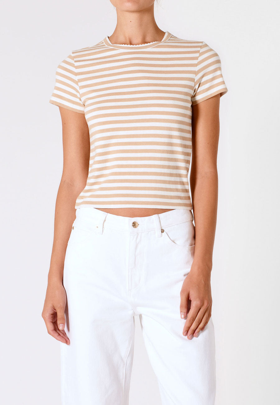 Rolla's Classic Tee Paros Stripe Taupe/White