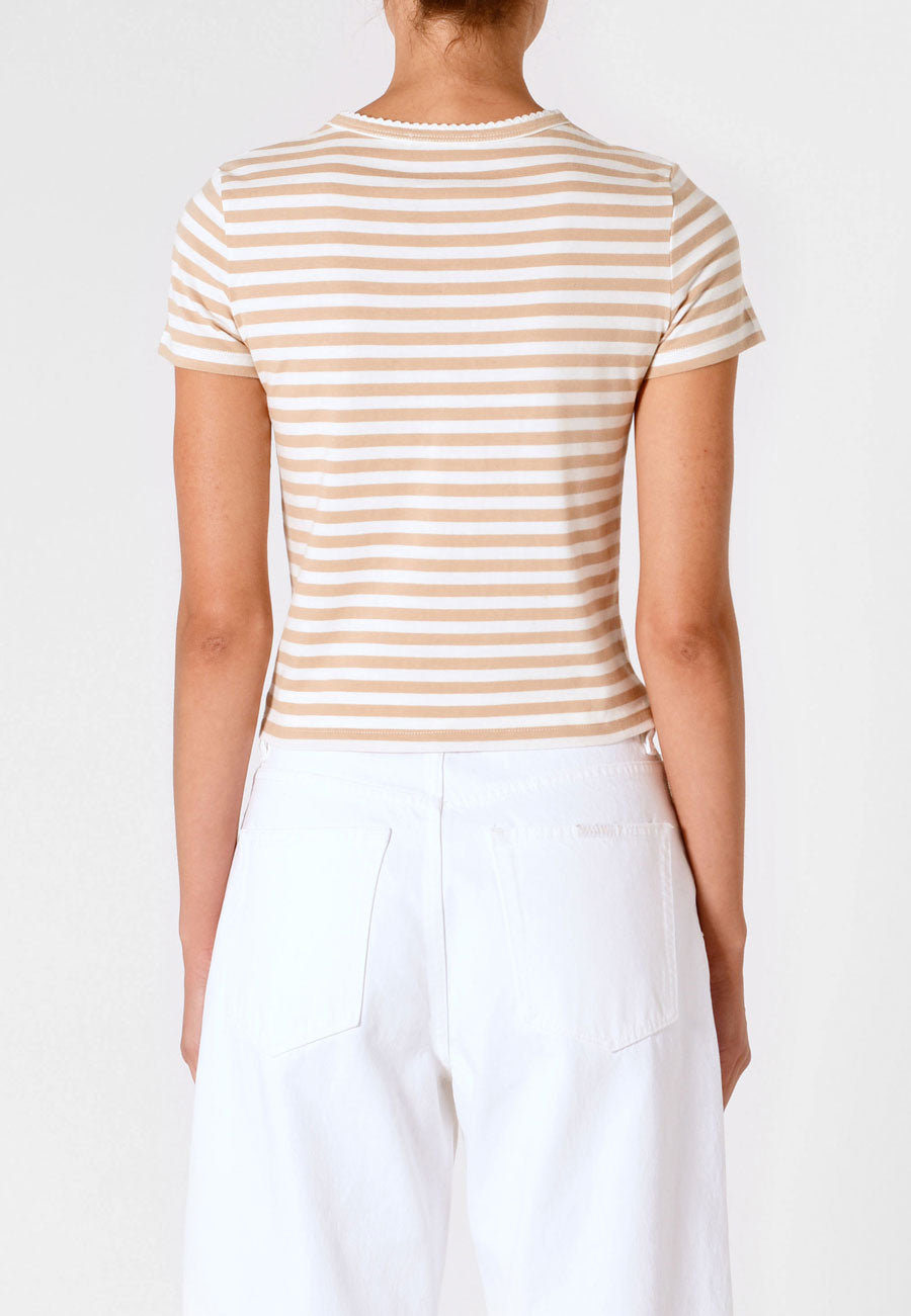 Rolla's Classic Tee Paros Stripe Taupe/White