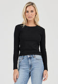 Rolla's Pointelle Classic Long Sleeve Top Black