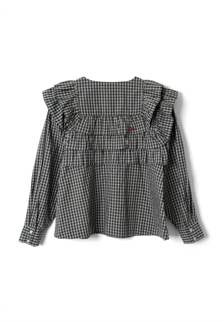 Damson Madder Shay Blouse Navy Green Check