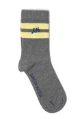 Damson Madder Calf Length Socks Grey Marl/Butter Stripe