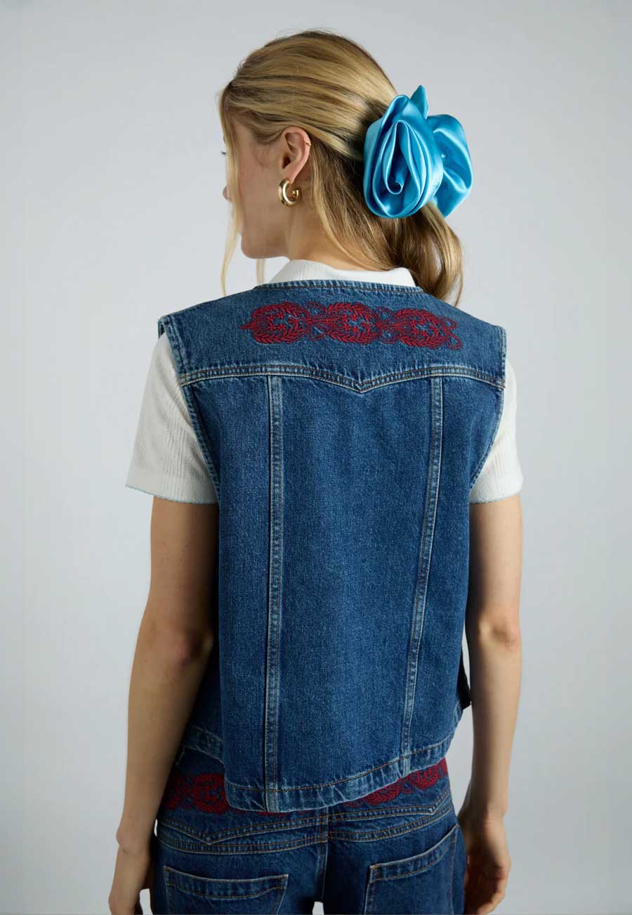 Damson Madder Rita Vest Texas Wash & Embroidery