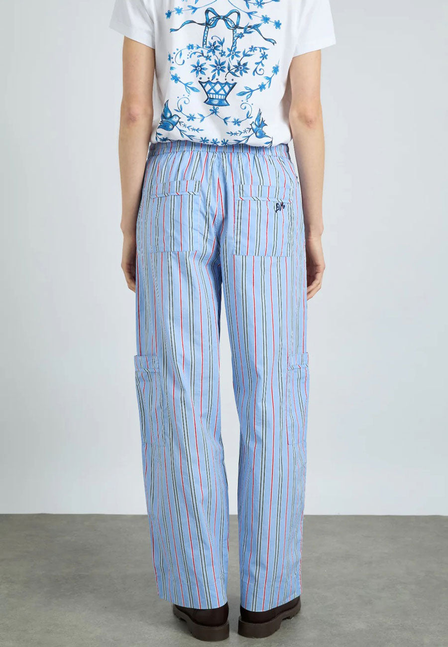 Damson Madder Harrison Pant With Ties Bold Blue Stripe