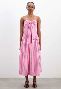 Damson Madder Mia Midi Dress Pink Business Stripe