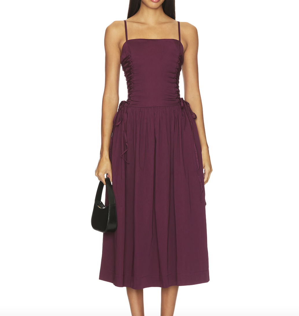Damson Madder Angelina Cotton Satin Dress Fig