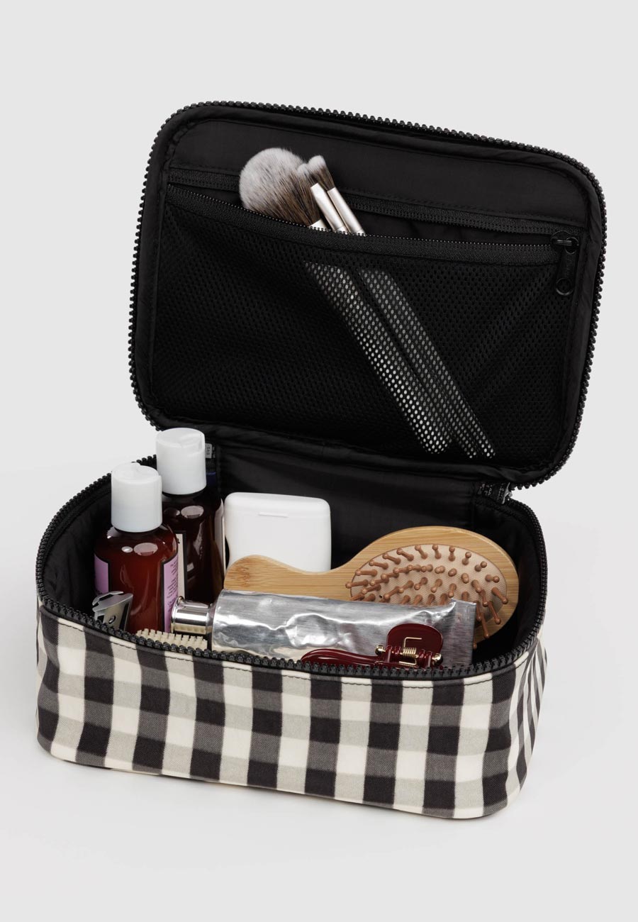 Baggu Small Cosmetic Case Black and Cream Gingham
