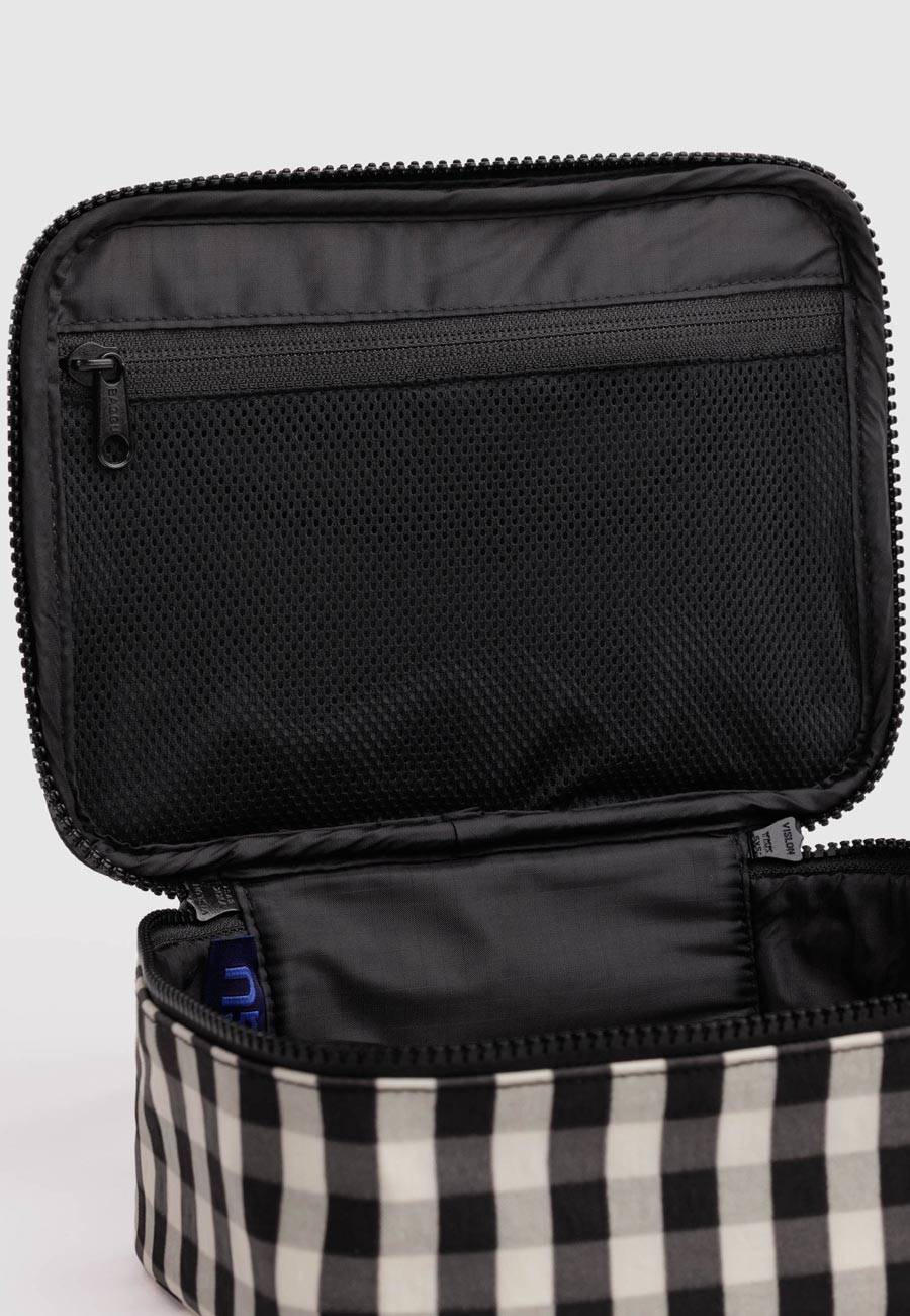 Baggu Small Cosmetic Case Black and Cream Gingham