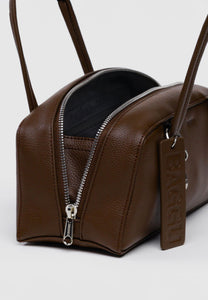 Baggu Small Recycled Leather Bowler Bag Brown