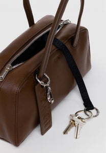 Baggu Small Recycled Leather Bowler Bag Brown