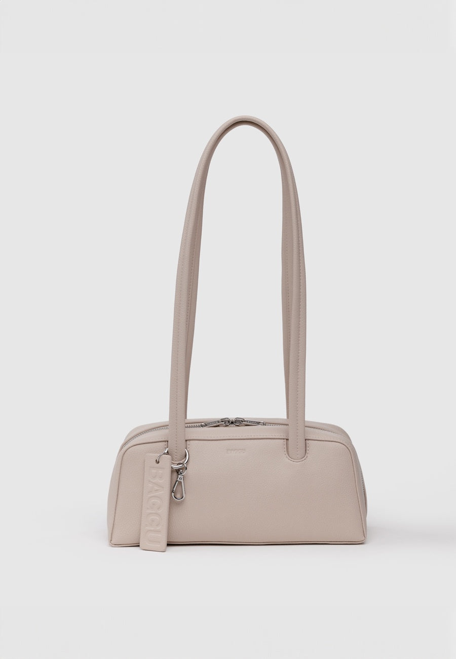 Baggu Small Recycled Leather Bowler Bag Stone