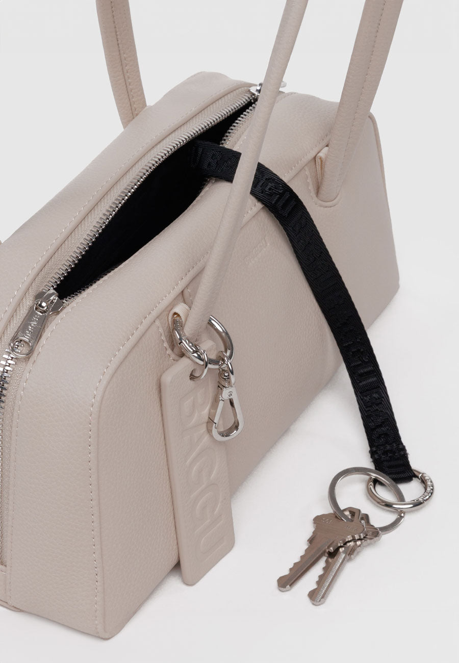 Baggu Small Recycled Leather Bowler Bag Stone