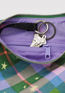 Baggu Small Nylon Crescent Bag Green Star Plaid