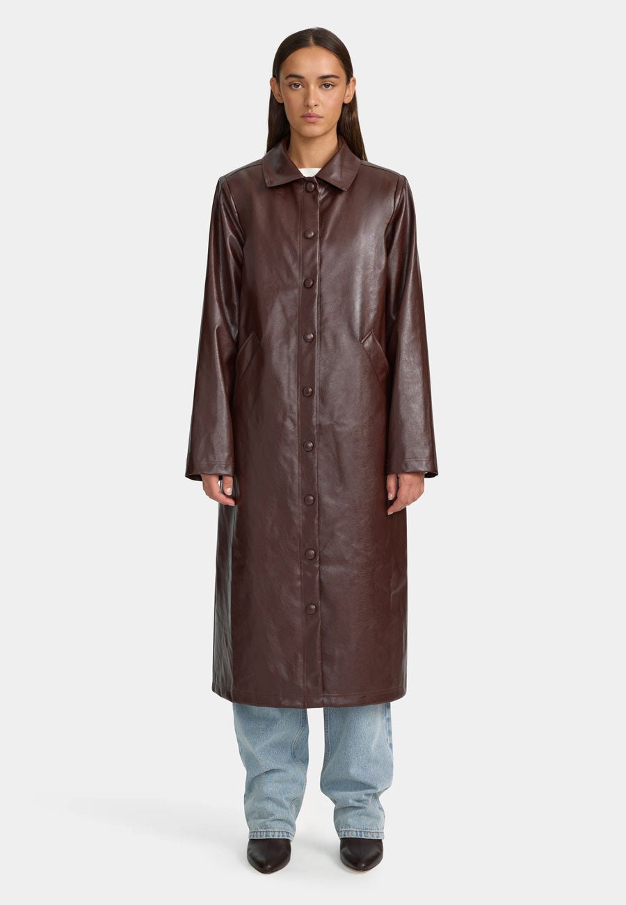Ownley Tabetha PU Coat Cherry Cola