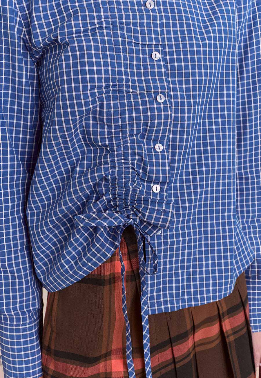 Damson Madder Talia Ruched Shirt Blue Check