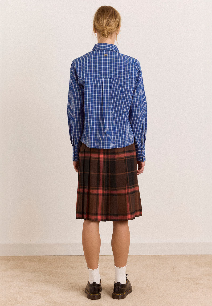 Damson Madder Talia Ruched Shirt Blue Check