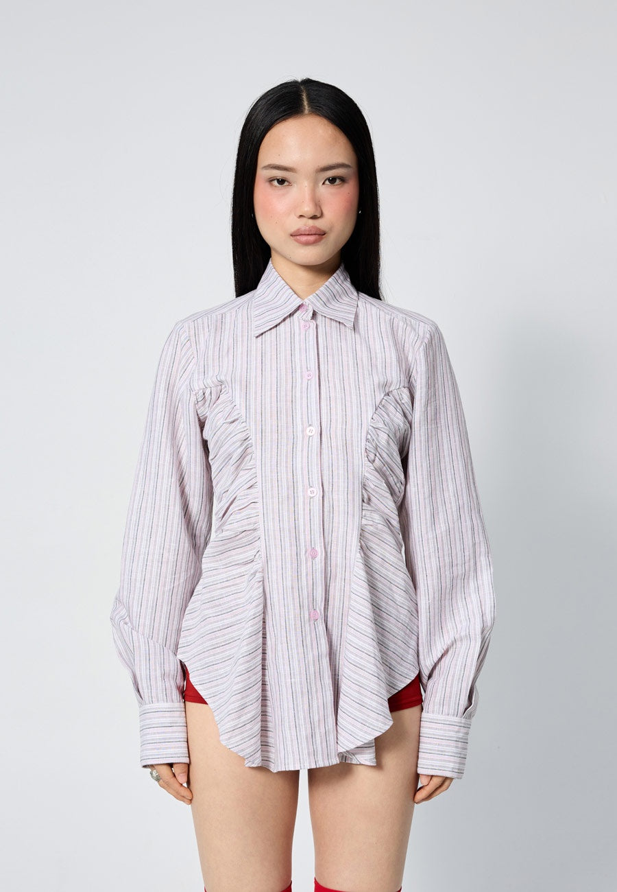 Arthur Ruffle Blouse Pink Stripe