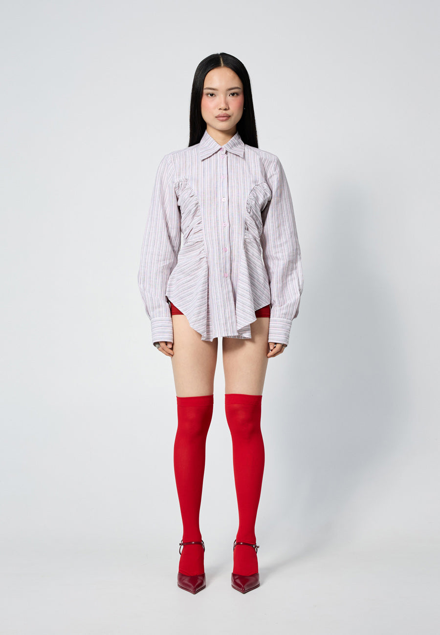 Arthur Ruffle Blouse Pink Stripe