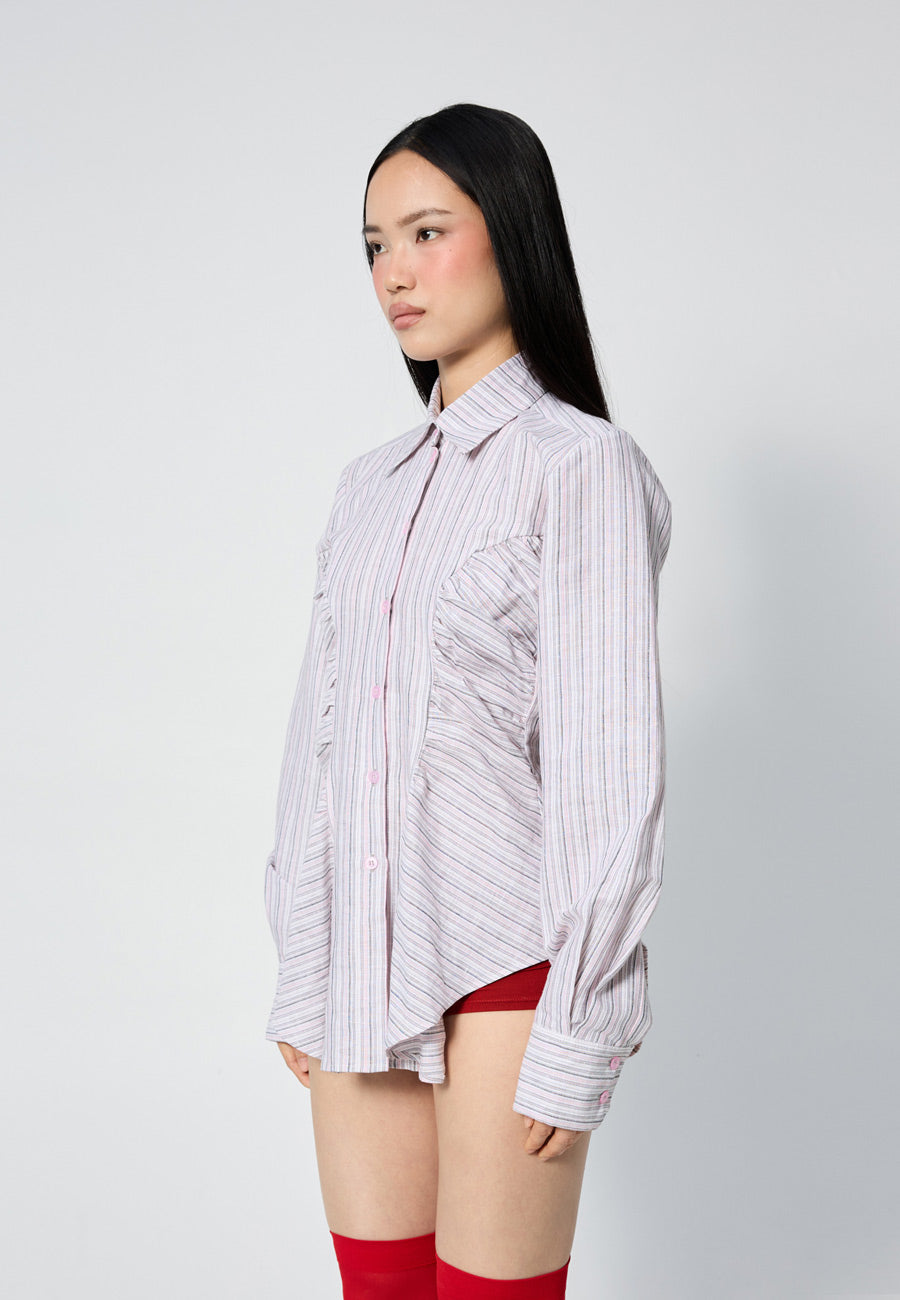Arthur Ruffle Blouse Pink Stripe