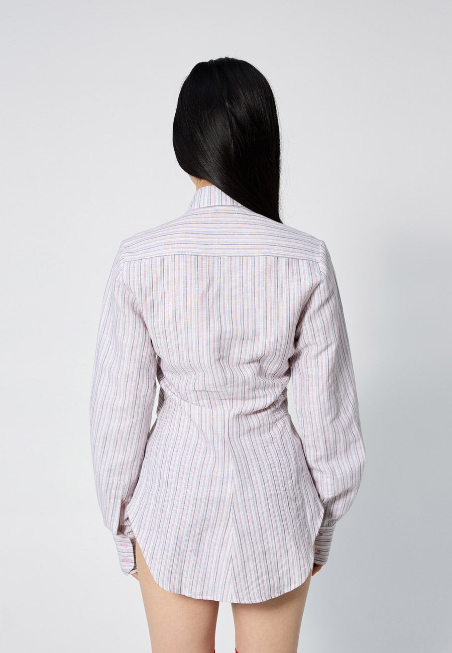 Arthur Ruffle Blouse Pink Stripe