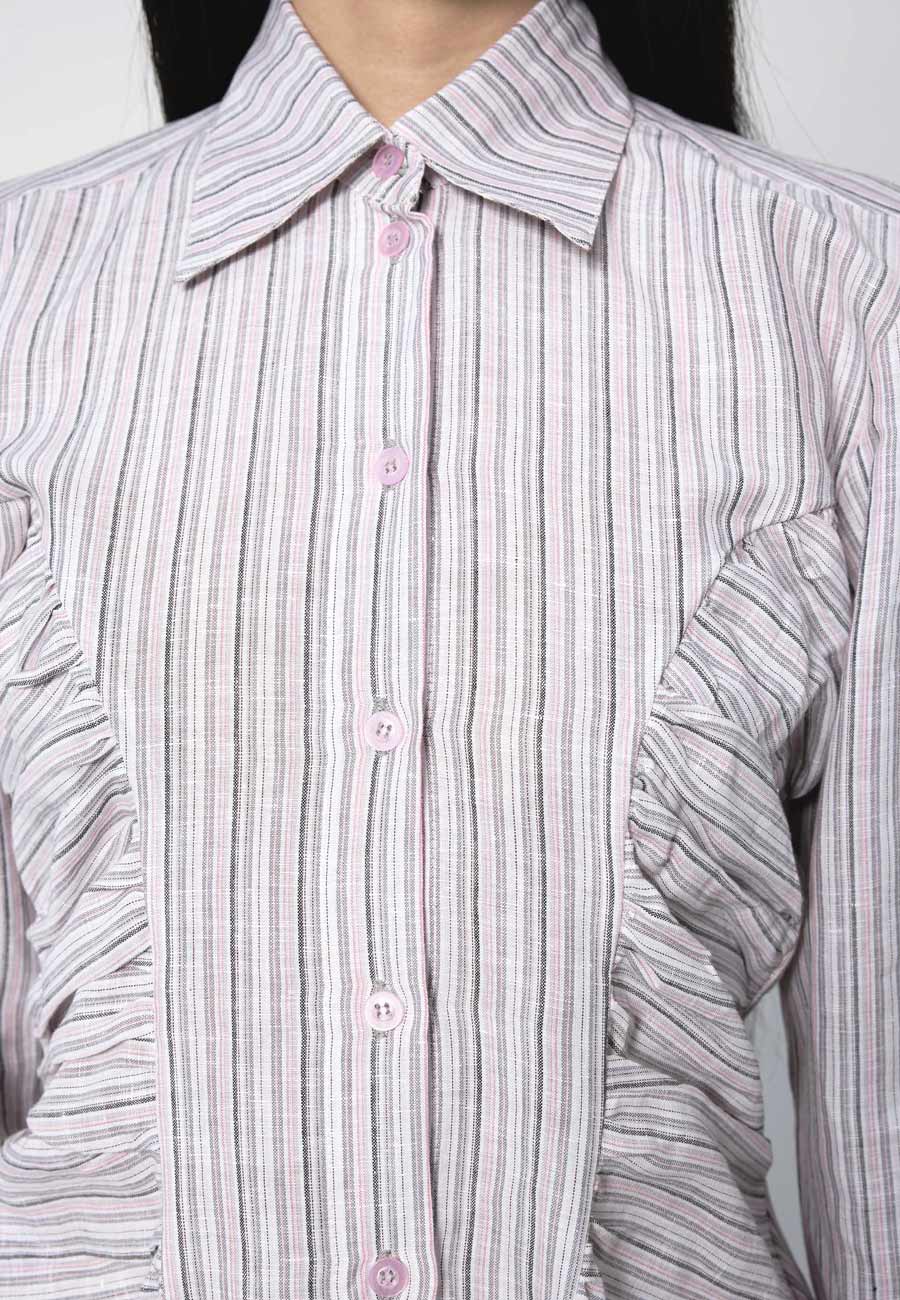 Arthur Ruffle Blouse Pink Stripe