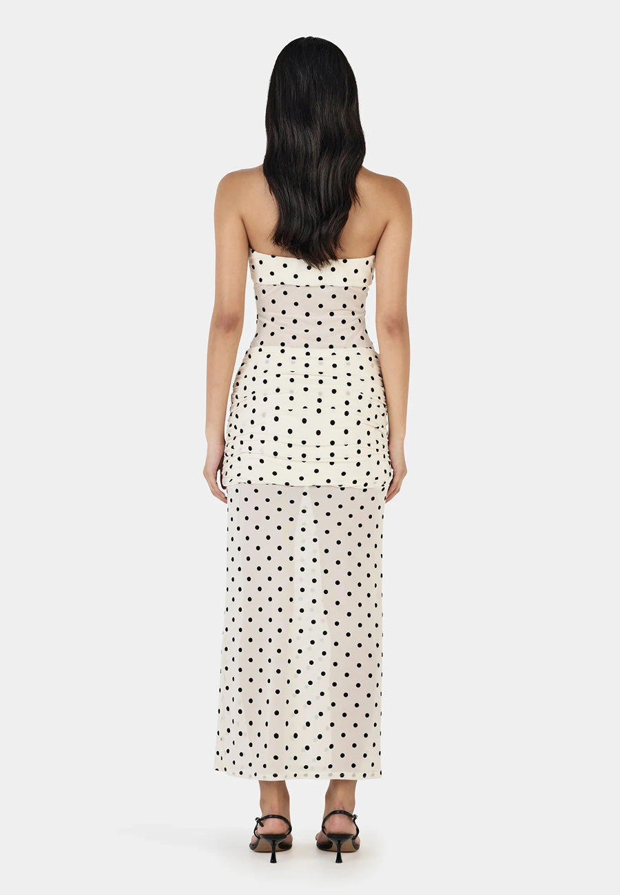 Ownley Vanessa Maxi Dress Cream Polka