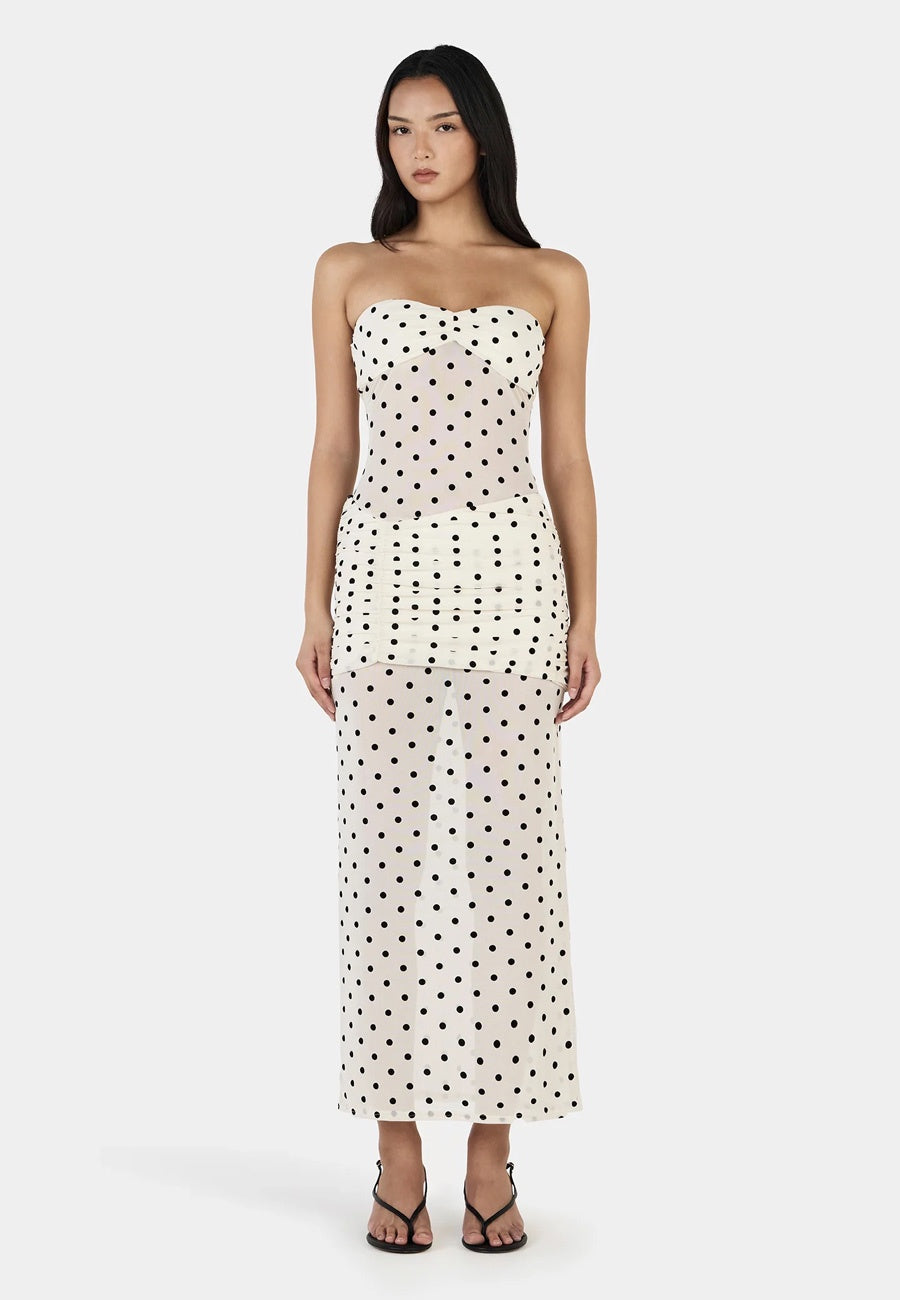 Ownley Vanessa Maxi Dress Cream Polka