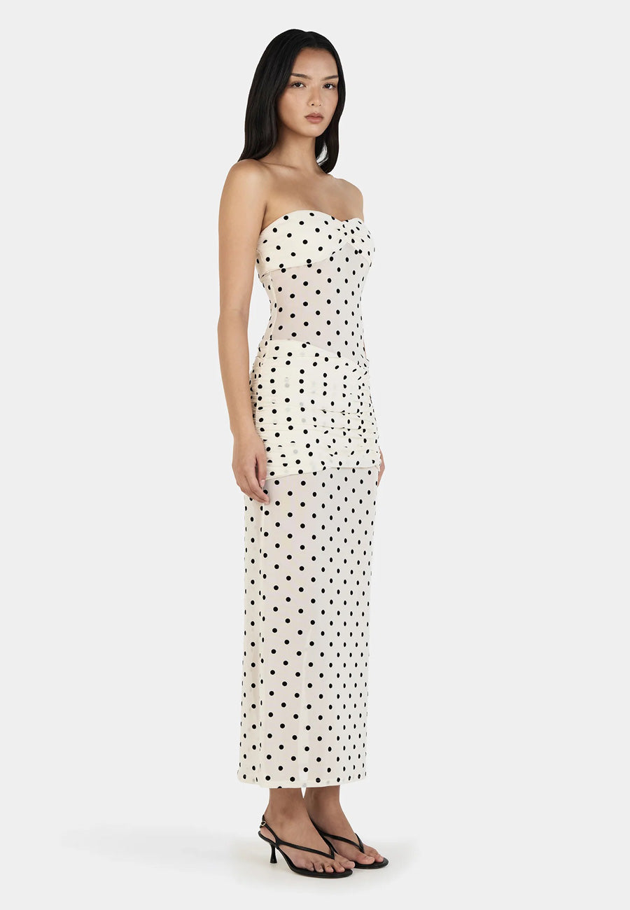 Ownley Vanessa Maxi Dress Cream Polka