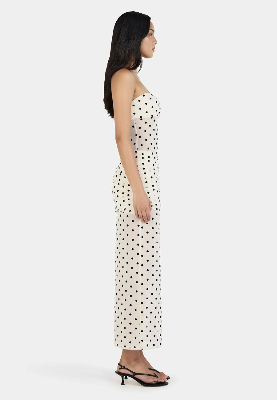 Ownley Vanessa Maxi Dress Cream Polka