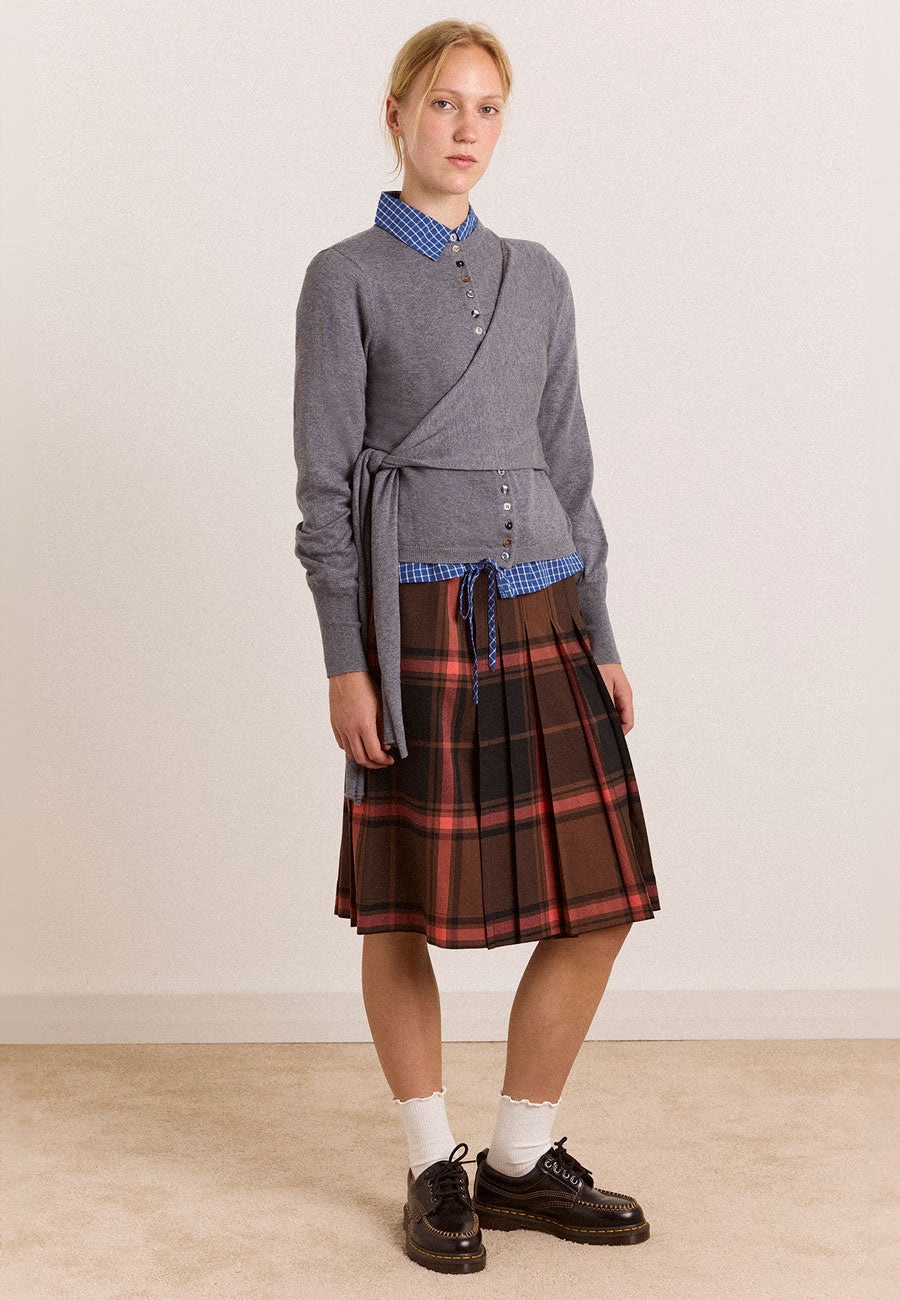 Damson Madder Venna Wrap Cardigan Grey