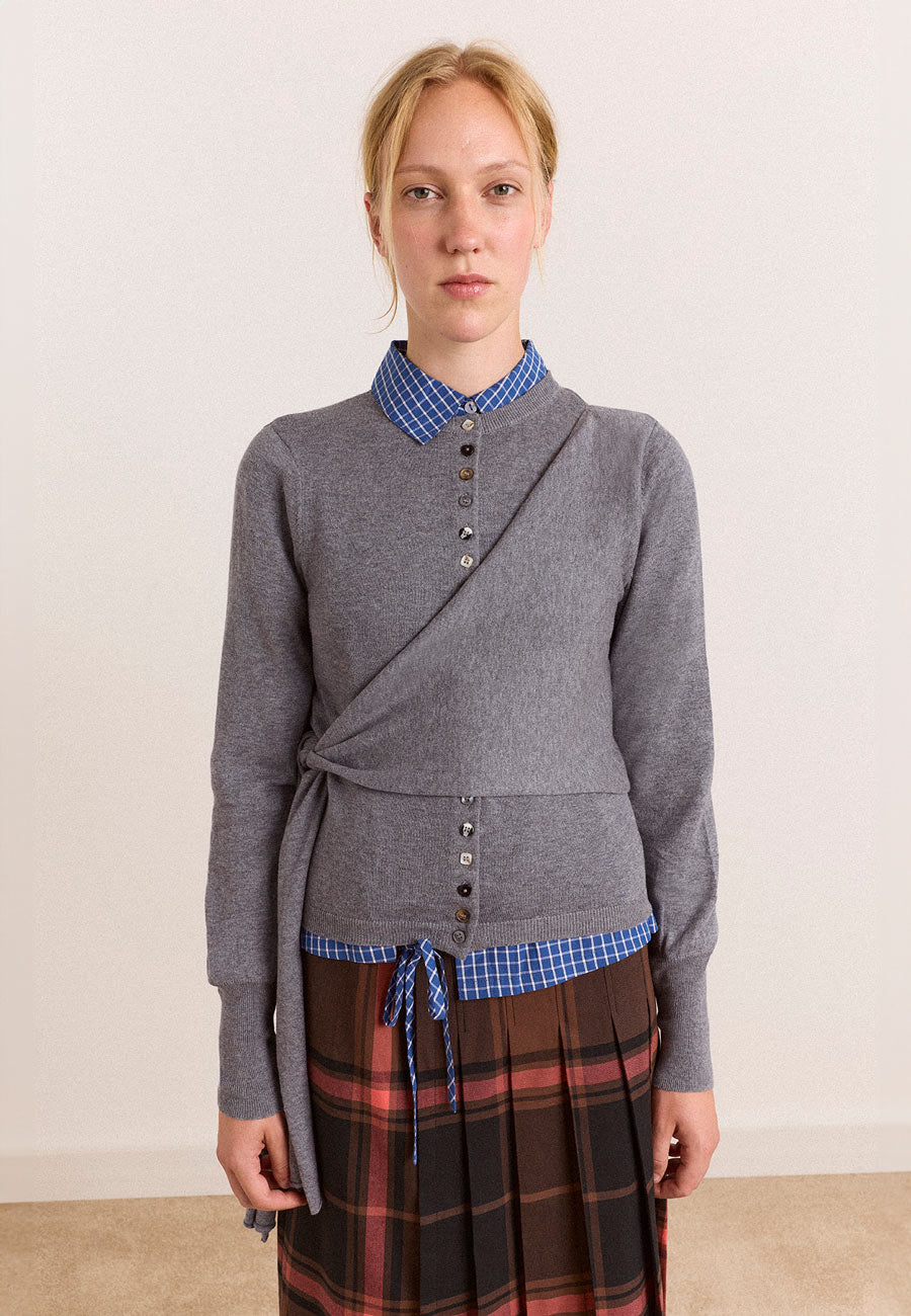 Damson Madder Venna Wrap Cardigan Grey