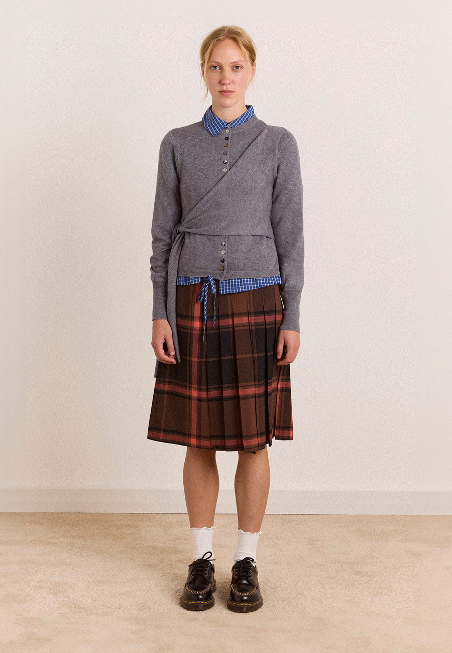 Damson Madder Venna Wrap Cardigan Grey
