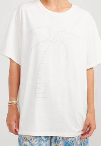 Charlie Holiday Palm Boyfriend Tee White