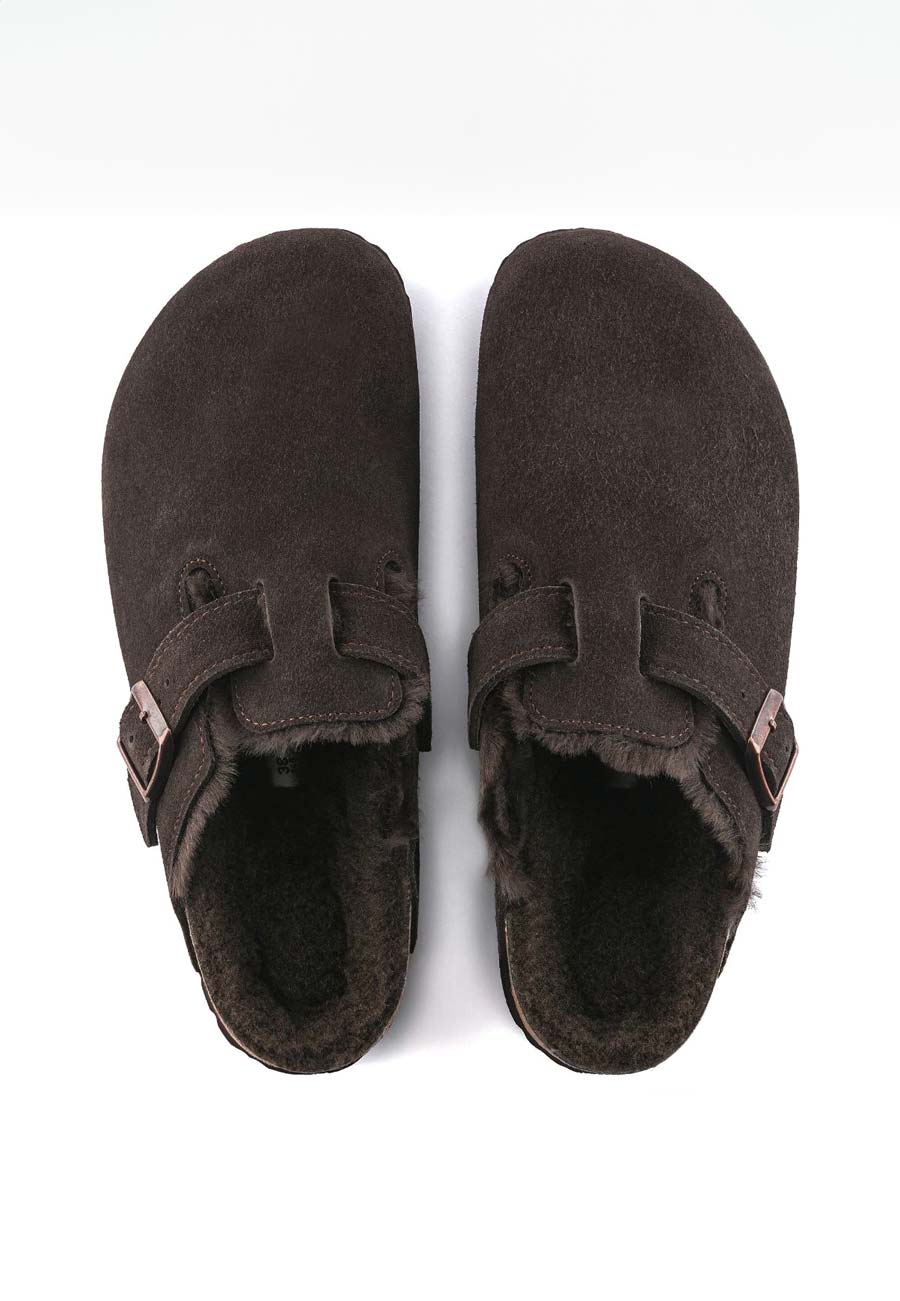 Birkenstock Boston Suede Shearling Mocha