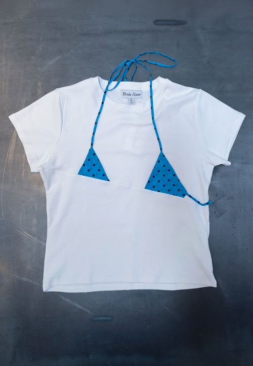 Rhoda Nunn Off-Cut Tee Blue Silk Dot