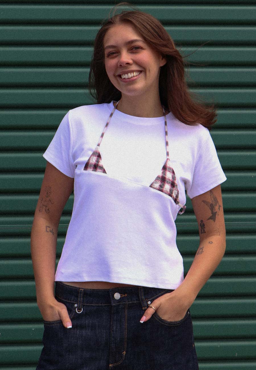 Rhoda Nunn Off-Cut Tee Boysenberry Plaid