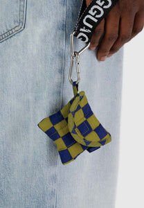 Baggu Puffy Earbuds Case Pear Navy Check