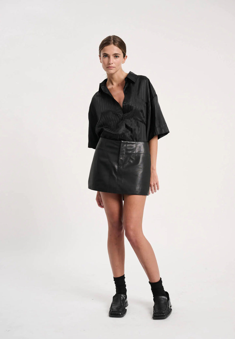 Neuw Cubist Leather Skirt