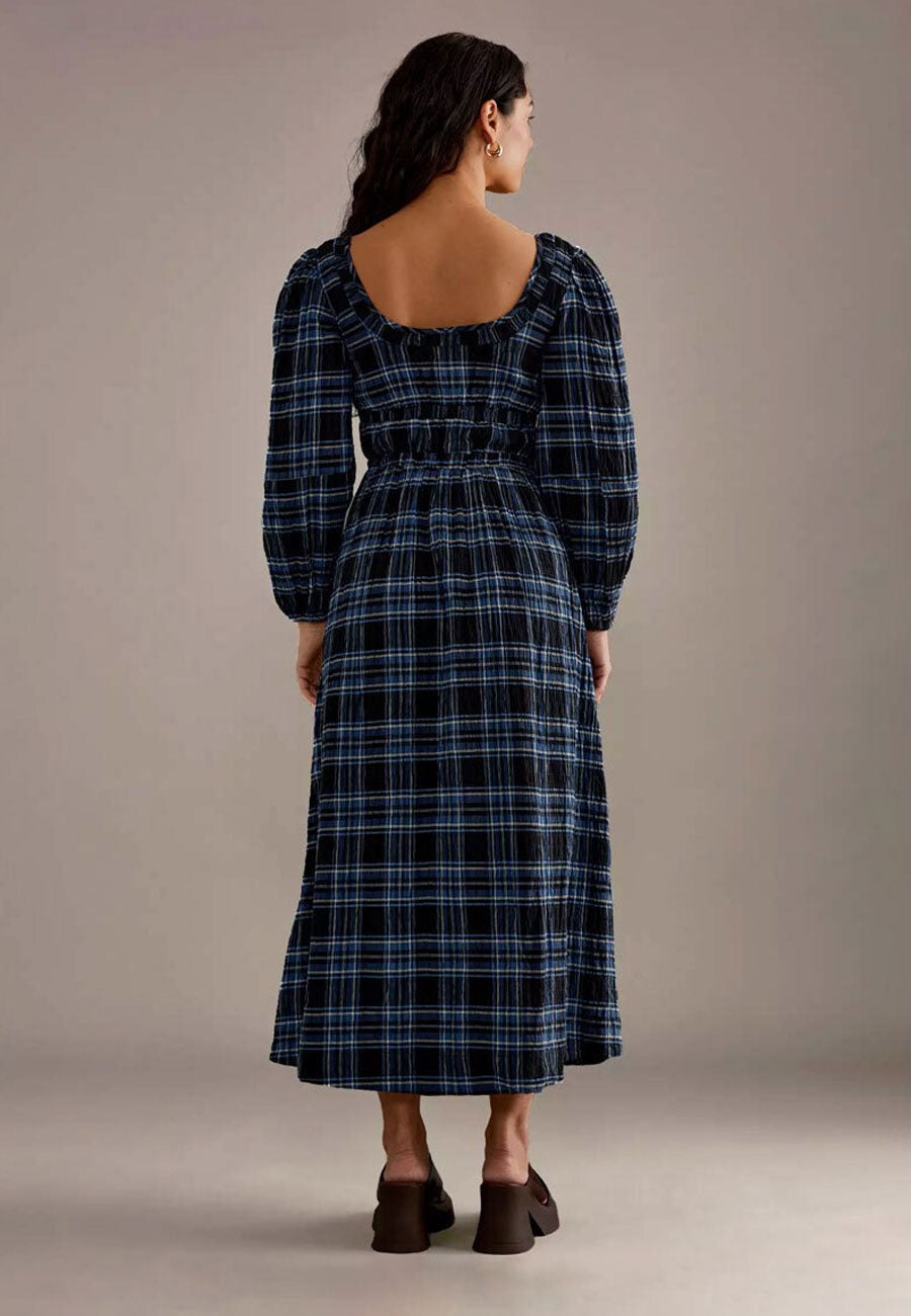 Damson Madder Dakota Midi Dress Blue Check