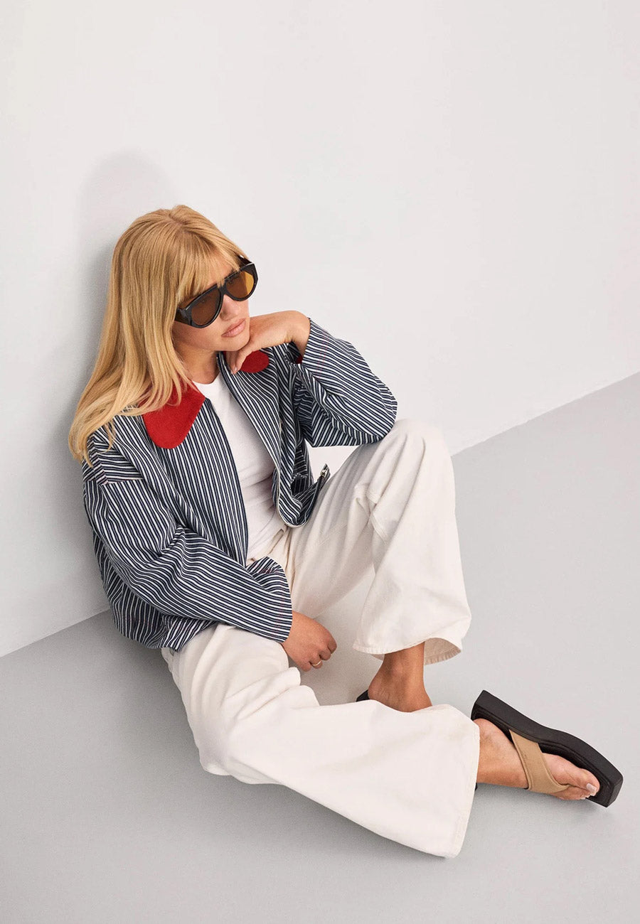 Happymess Denim Jacket Wave Stripes