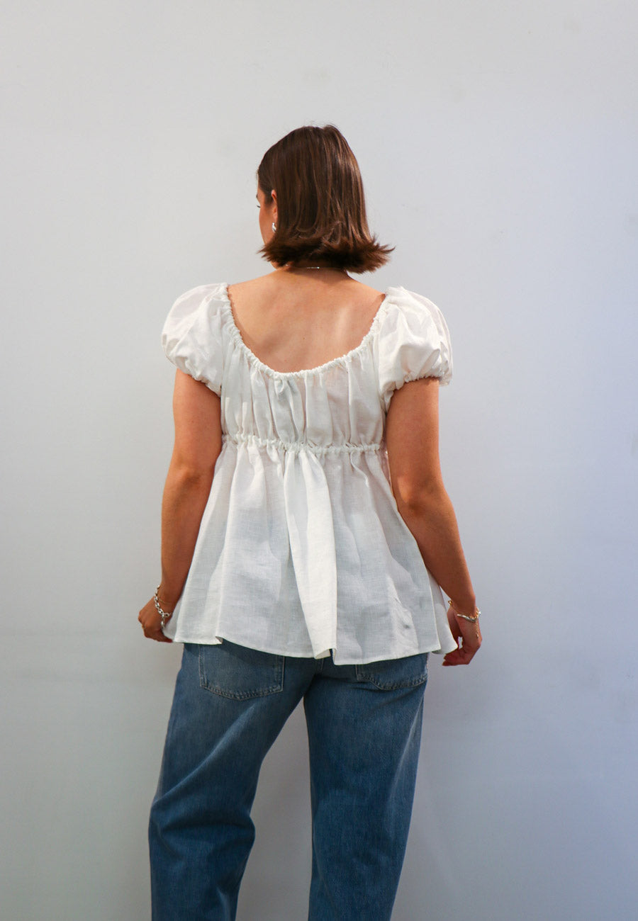 Caitlin Crisp Isla Blouse Ivory Linen